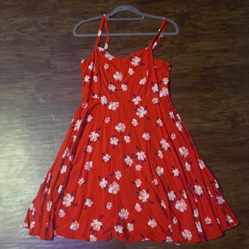 Red floral dress